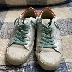 Shu Shop Silver Sneakers with Teal Laces